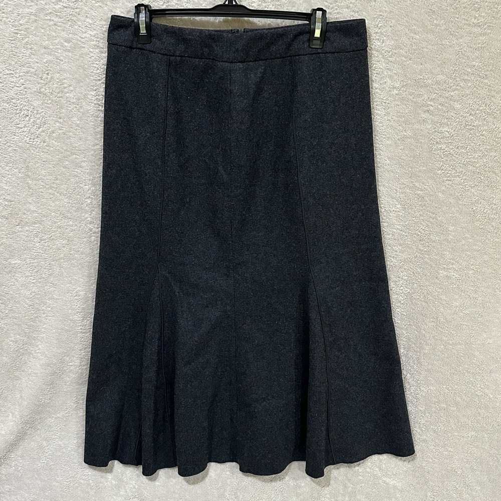 Harve Benard Dark Gray Wool Blend Long Skirt Size 8 Fluted Pleated